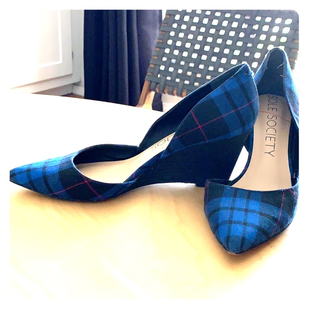 sole society plaid wedge heels